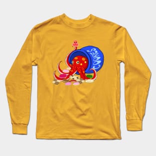 Octopus in a jar of cookies (red) Long Sleeve T-Shirt